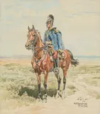 Alexander Pock, Sergeant of the k.u.k. Dragoon Regiment ‘Duke of Lorraine’ No. 7, watercolour on paper; framed