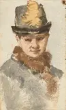 Portrait of a Lady with Fur Collar and Hat by August Xaver Karl Ritter v. Pettenkofen, watercolour on paper; framed, sold Dec 2025