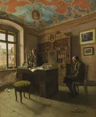 Josef Kinzel, Pharmacy in Weißenkirchen in the Wachau Region, oil on canvas; framed