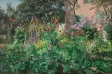 Hugo Charlemont, A Summery Farm Garden ("Bauerngarten"), oil on canvas; framed