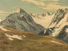 Erwin Kettemann, Early Spring in the Tux Valley (Floitengruppe/Zillertal), oil on canvas; framed