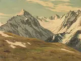 Erwin Kettemann, Early Spring in the Tux Valley (Floitengruppe/Zillertal), oil on canvas; framed