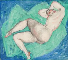 Alfons Walde, Reclining Nude with Crossed Legs, c. 1919, mixed media on paper; framed