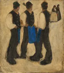 Alfons Walde, Sonntag, 1912, oil on cardboard; framed
