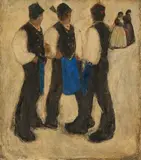 Alfons Walde, Sonntag, 1912, oil on cardboard; framed