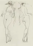 Alfons Walde, Two Nudes, c. 1925, pencil on paper; framed