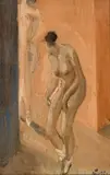 Alfons Walde, Zwei Damen beim Entkleiden, 1922, oil on thin cardboard; framed
