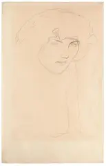 Gustav Klimt, Portrait Bust Three-Quarter Profile Facing Right, c. 1916, pencil on paper; framed