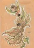 Erwin Dom Osen, Flower, 1912, mixed media on paper; framed