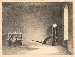 Franz Sedlacek, Lied in der Dämmerung, 1936, India ink on paper; framed