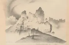 Franz Sedlacek, Felsenlandschaft 3, 1941, pencil on paper; framed