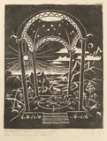 Franz Sedlacek, Ein Traum von großer Magie, 1924, woodcut on paper; framed