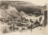 Franz Sedlacek, Skizze zu einer Winterlandschaft, 1935, charcoal on paper; framed