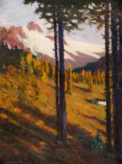 Artur Nikodem, Zufritt im Martelltal, 1909, oil on canvas on cardboard; framed