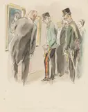 Alfred Gerstenbrand, Ausstellungseröffnung mit Kaiser Franz Josef, mixed media on paper; framed