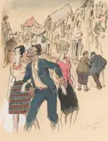 Alfred Gerstenbrand, In der Kahlenbergstraße, 1962, mixed media on paper; framed