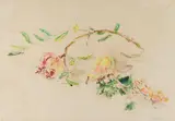 Oskar Kokoschka, Fruit still life, 1954, watercolour on paper; framed