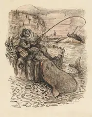 Alfred Kubin, Fischerglück, India ink, watercolour on cadastre paper; framed