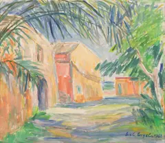 Lisl Engels, Alquería Blanca, Mallorca, 1988, oil on canvas; framed