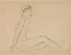 Jean ( Hans ) Egger, Female nude, seated, c. 1926, pencil on paper; framed