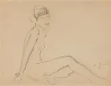 Jean ( Hans ) Egger, Female nude, seated, c. 1926, pencil on paper; framed