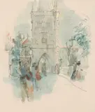 Otto Rudolf Schatz, Old Town Bell Tower, from Charles Bridge, from the series "Zlata Praha