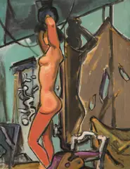 Franz Lerch, Standing female nude, oil on canvas; framed