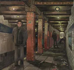 Edith Kramer, Man in Subway, 1996, oil on canvas; framed