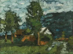 Karl Stark, Landscape, 1963, oil on canvas; framed
