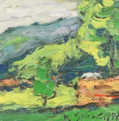 Karl Stark, View of Radlach, 1997, oil on canvas; framed
