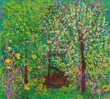 Leopold Birstinger, Blooming tree, 1980/81, oil on hardboard