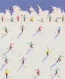 Peter Waldner, Skier, mixed media on cardboard; framed