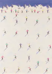 Peter Waldner, Skier, oil on canvas; framed