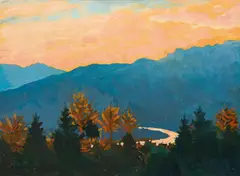 Robert Wosak, Autumn landscape, 1920, oil on cardboard; framed