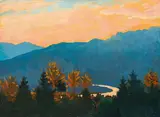 Robert Wosak, Autumn landscape, 1920, oil on cardboard; framed