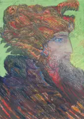 Ernst Fuchs, Knecht Ruprecht, 1983, mixing technique, tempera and pastel on paper