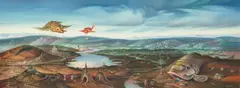Flying fishes by Karl Hodina, oil on panel; framed, sold Dec 2025