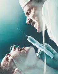 Gottfried Helnwein, Untitled (Hämischer Arzt und Patient, 1979, watercolour on drawing cardboard; framed