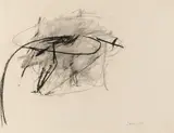 Maria Lassnig, o. T., 1959, black chalk on paper; framed