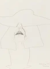 Maria Lassnig, Verkleidung, 1992, graphite on paper; framed
