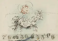 Nummern-Pegasus by Hans Staudacher, 1959, mixed media on paper; framed, sold Dec 2025