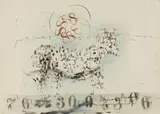 Hans Staudacher, Nummern-Pegasus, 1959, mixed media on paper; framed