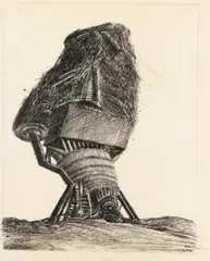 Othmar Zechyr, Einsame Konstruktion, 1977, india ink, pen on tracing paper; unframed