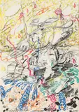 Christian Ludwig Attersee, Gerätmilch, 1971, mixed media on paper, mounted on cardboard; framed