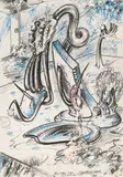 Christian Ludwig Attersee, Eitalski (no. 6 aus dem Zyklus "Der Stör"), 1976, mixed media on paper; unframed
