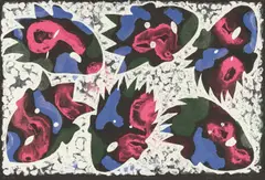 New York Heads by Kiki Kogelnik, 1994, coloured screen print on paper; framed, sold Dec 2025