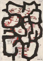 Gerhard Lojen, Die Botschaft Rituos, 1969, oil on canvas; framed