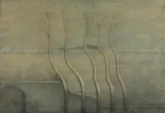 Eduard Angeli, Bäume, 1995, oil, pastel on canvas; framed