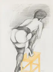 Adolf Frohner, Akt, c. 1970, mixed media on paper; framed