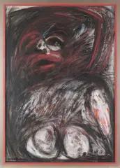 Adolf Frohner, Untitled, mixed media on paper; framed